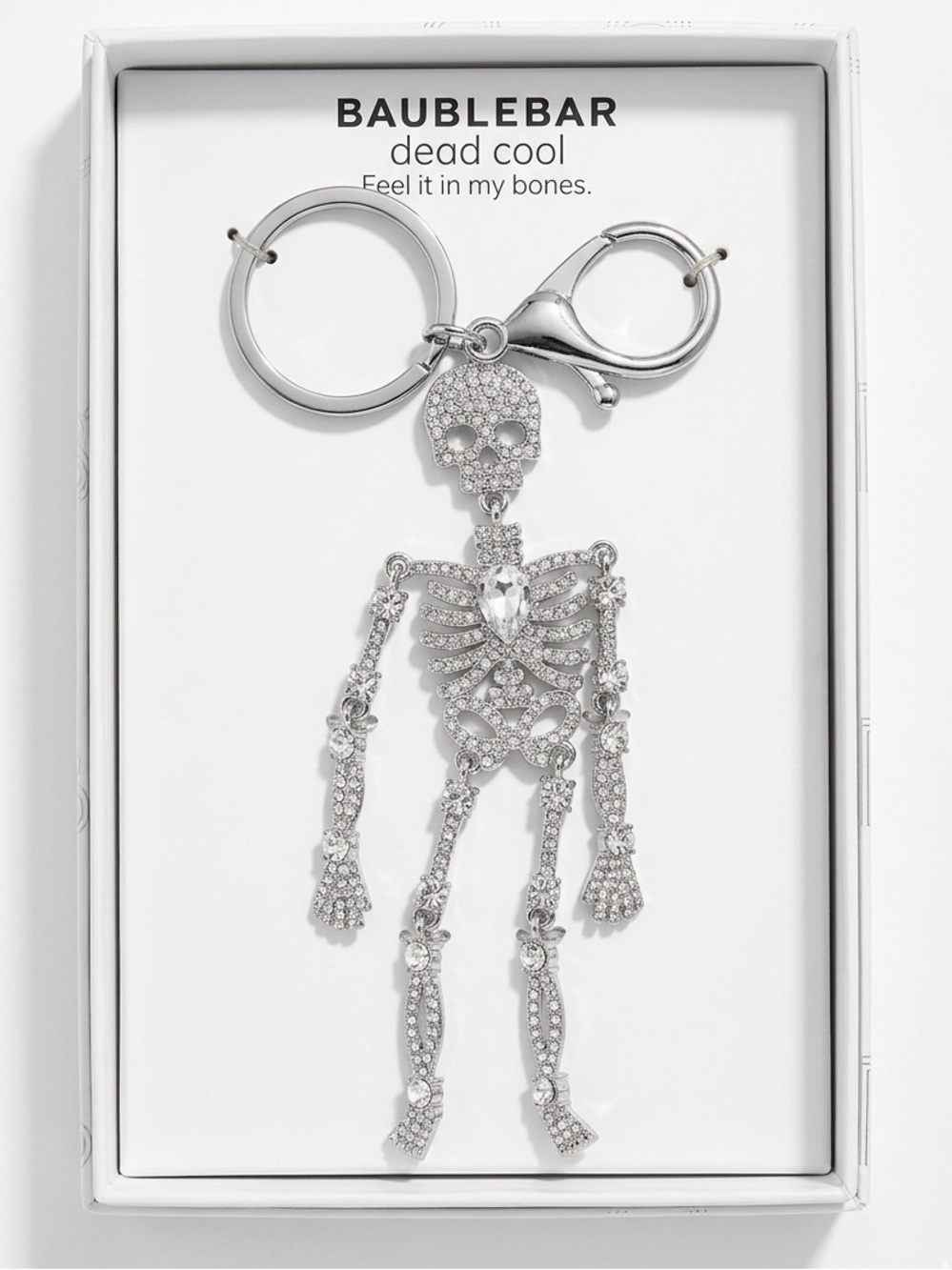 BaubleBar Silver Crystal Skeleton Charm